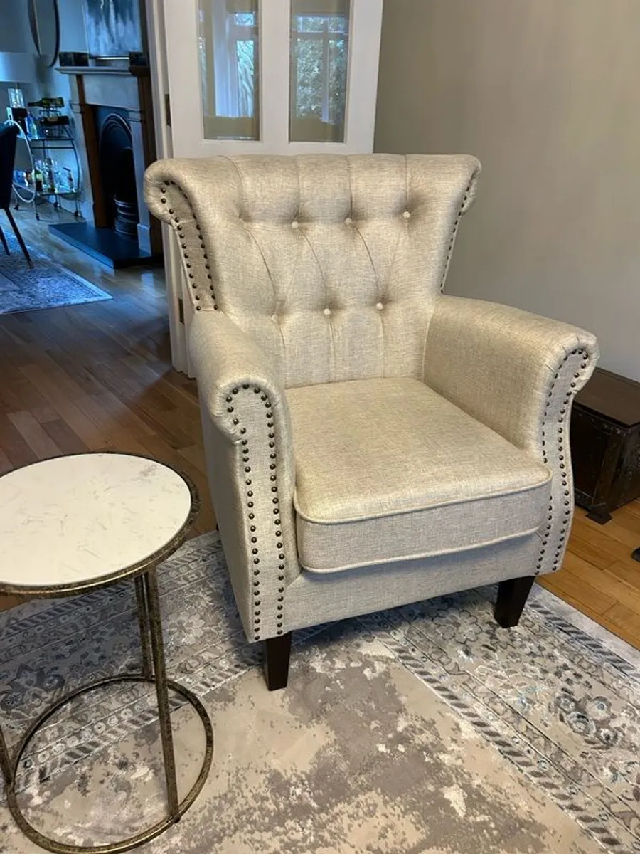 Cream Linen Armchairs (2) - Image 3