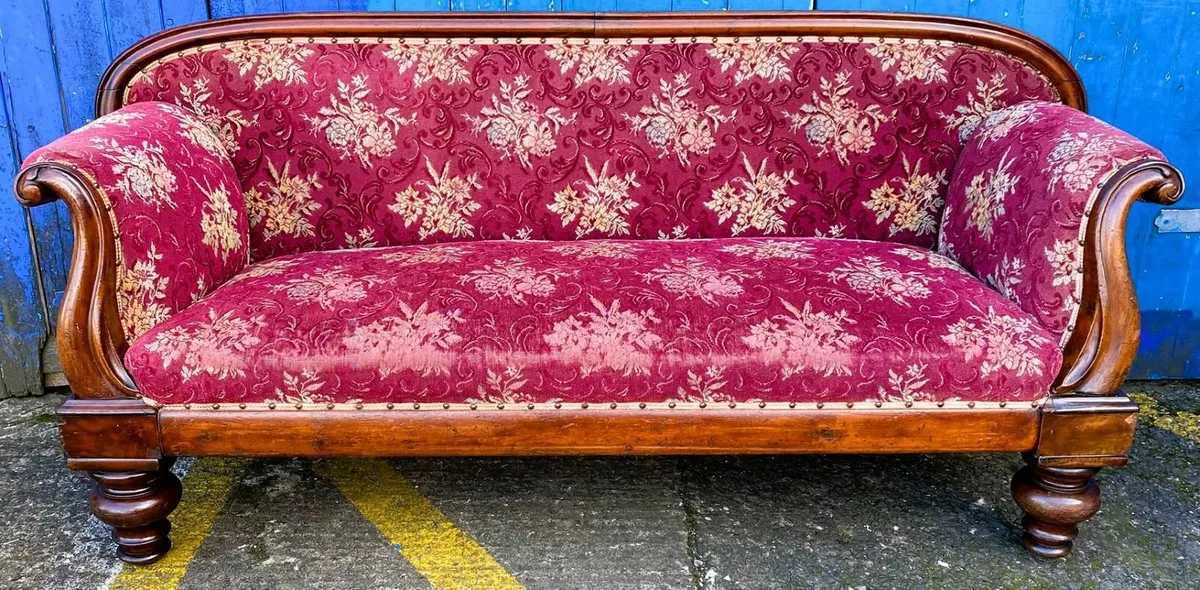 Antique Scroll Arm Sofa - Image 1