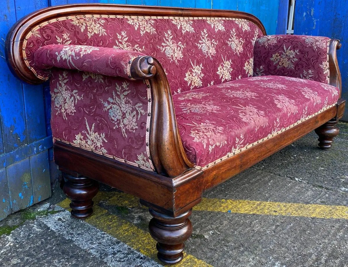Antique Scroll Arm Sofa - Image 2
