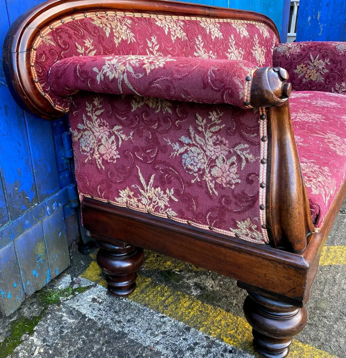 Antique Scroll Arm Sofa - Image 4