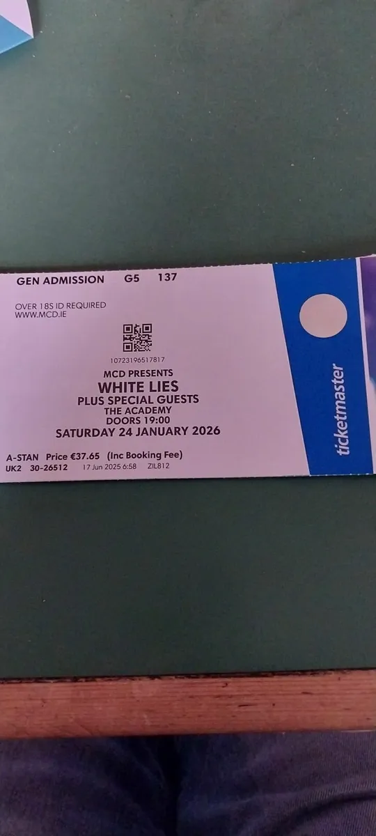 White lies concert ticket