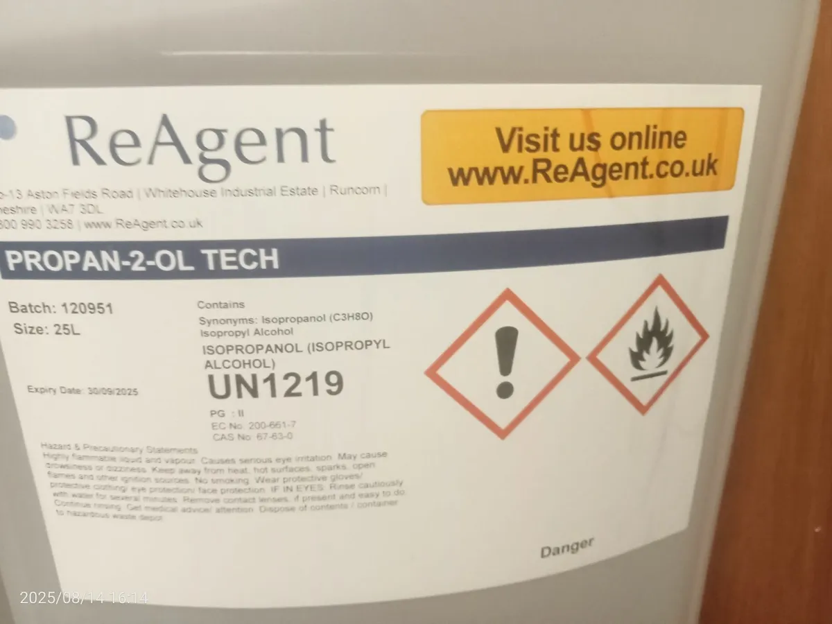 Isopropyl Alcohol 25l 99% TECH grade - Image 1