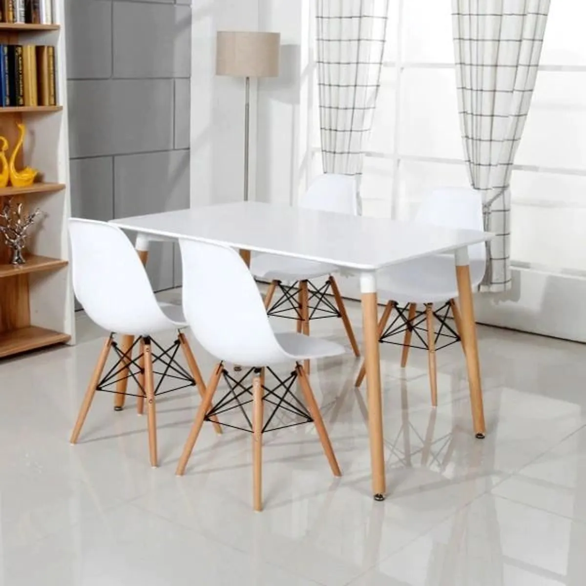 Nordic Rectangle Dining Table & 4 Chairs - Stylish & Compact - Image 1