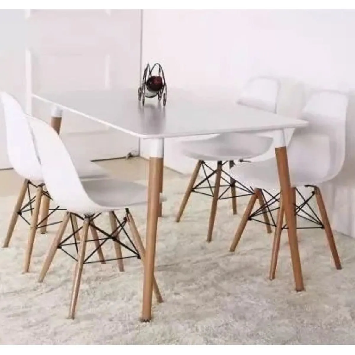 Nordic Rectangle Dining Table & 4 Chairs - Stylish & Compact - Image 4