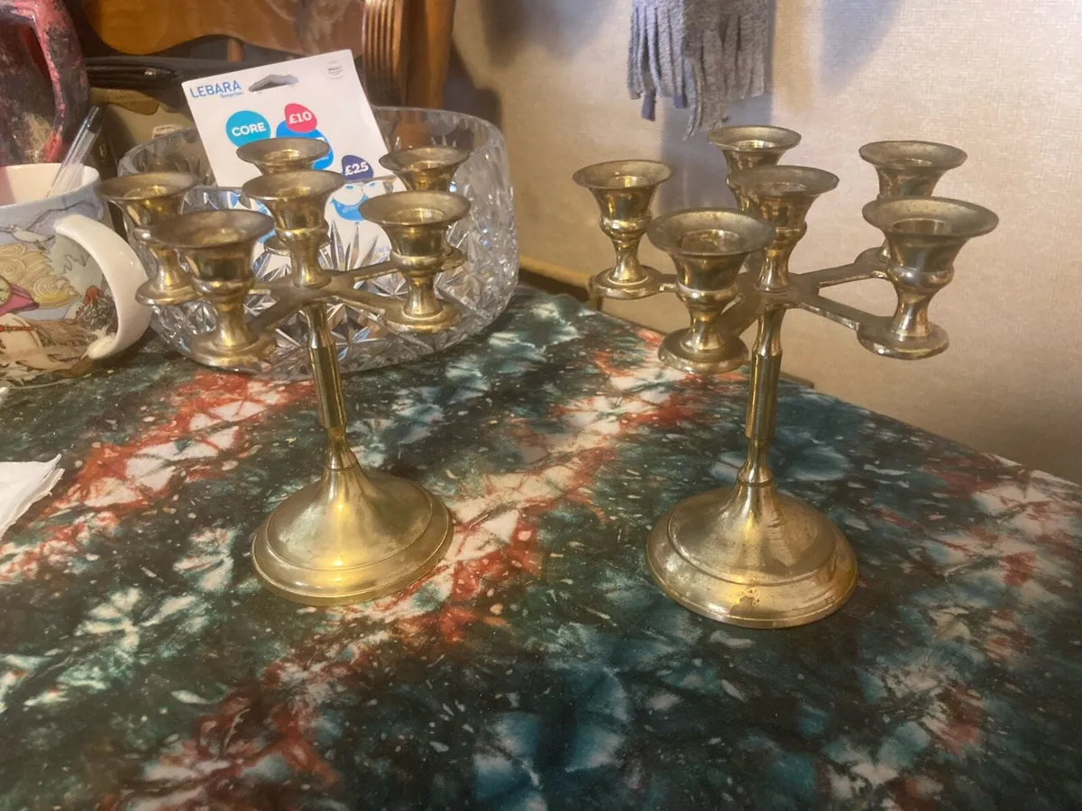 Brass candle holders free postage - Image 1