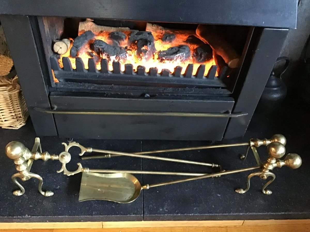 Brass Fire Irons and Brass Dogs - Image 3