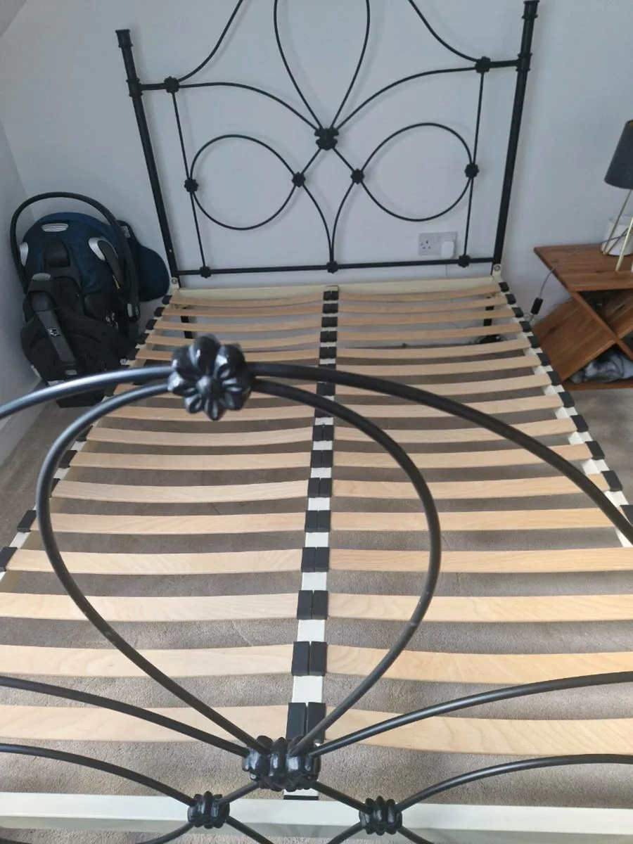Black Metal Double Bed Frame - Image 1