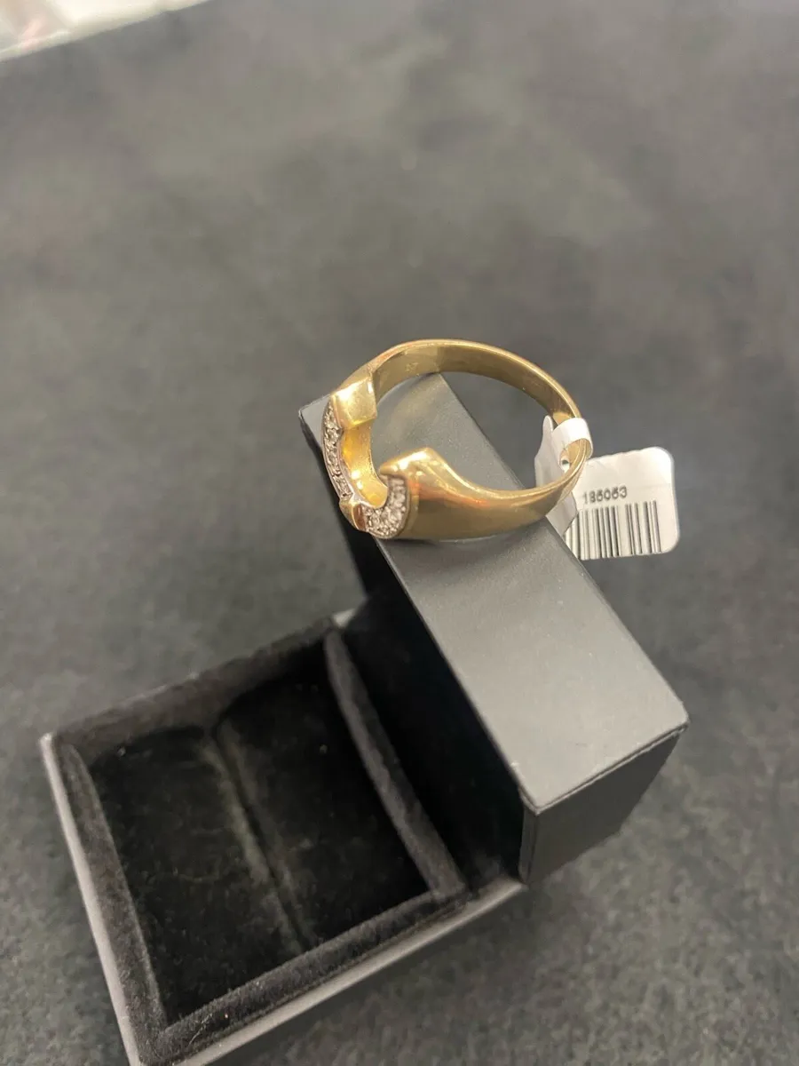 9ct Gold Horseshoe Ring 9k CZ - Image 3