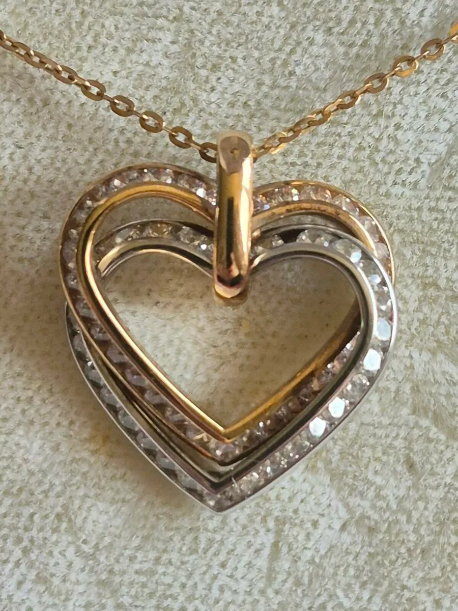 9ct Gold & Diamond 'Samuel Aaron' Heart Necklace - Image 2