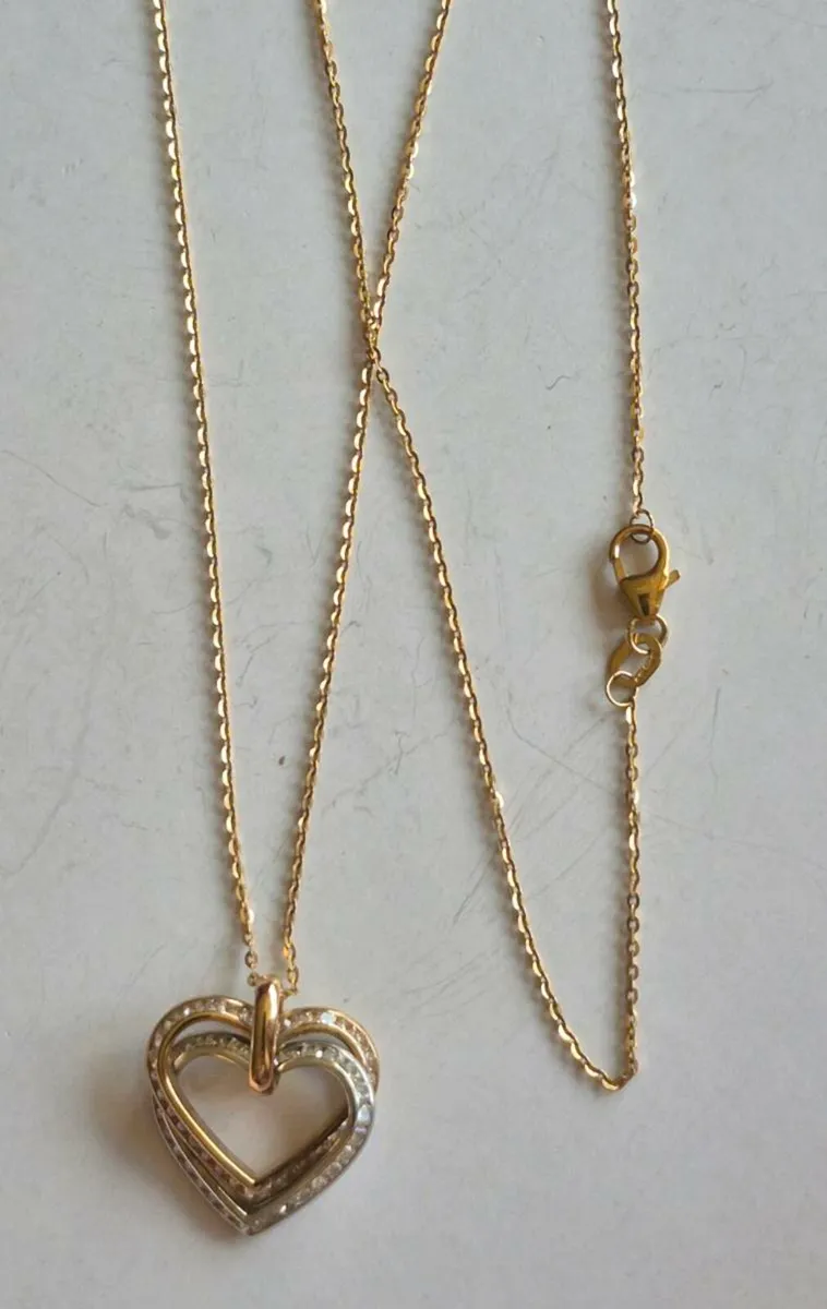 9ct Gold & Diamond 'Samuel Aaron' Heart Necklace - Image 3