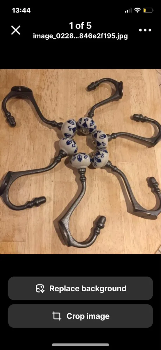 6 x Large Cast Iron Coat Hooks Pumpkin Top NEW - Image 1