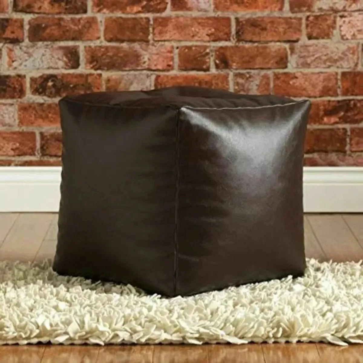Bean Bag Cover Unfilled Medium Brown Pouffe - Image 1