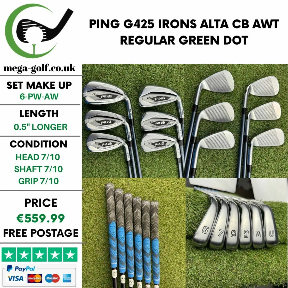 Ping G425 Irons / 6-Pw-Aw / Alta Cb Awt Regular - Image 1