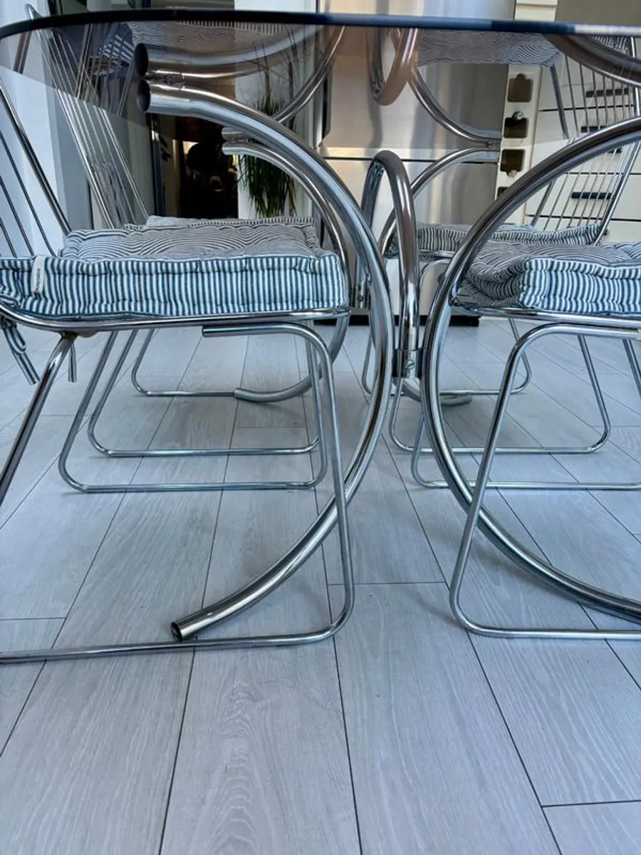 Smoked Glass Dining Table & 6 Chairs - Image 2