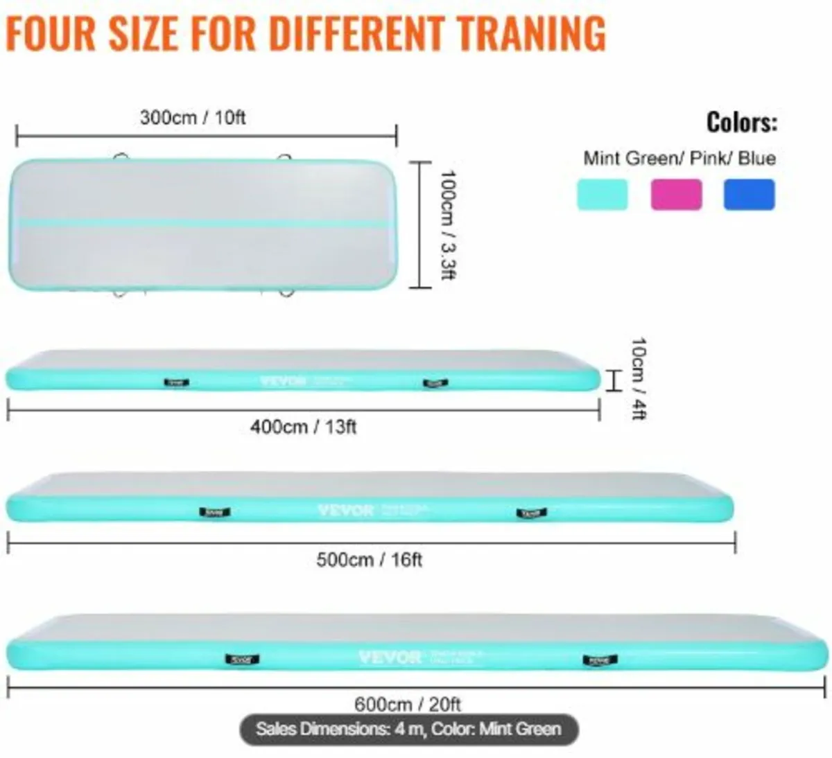 4m Air Track Inflatable Training Tumbling Gym mat - Image 2