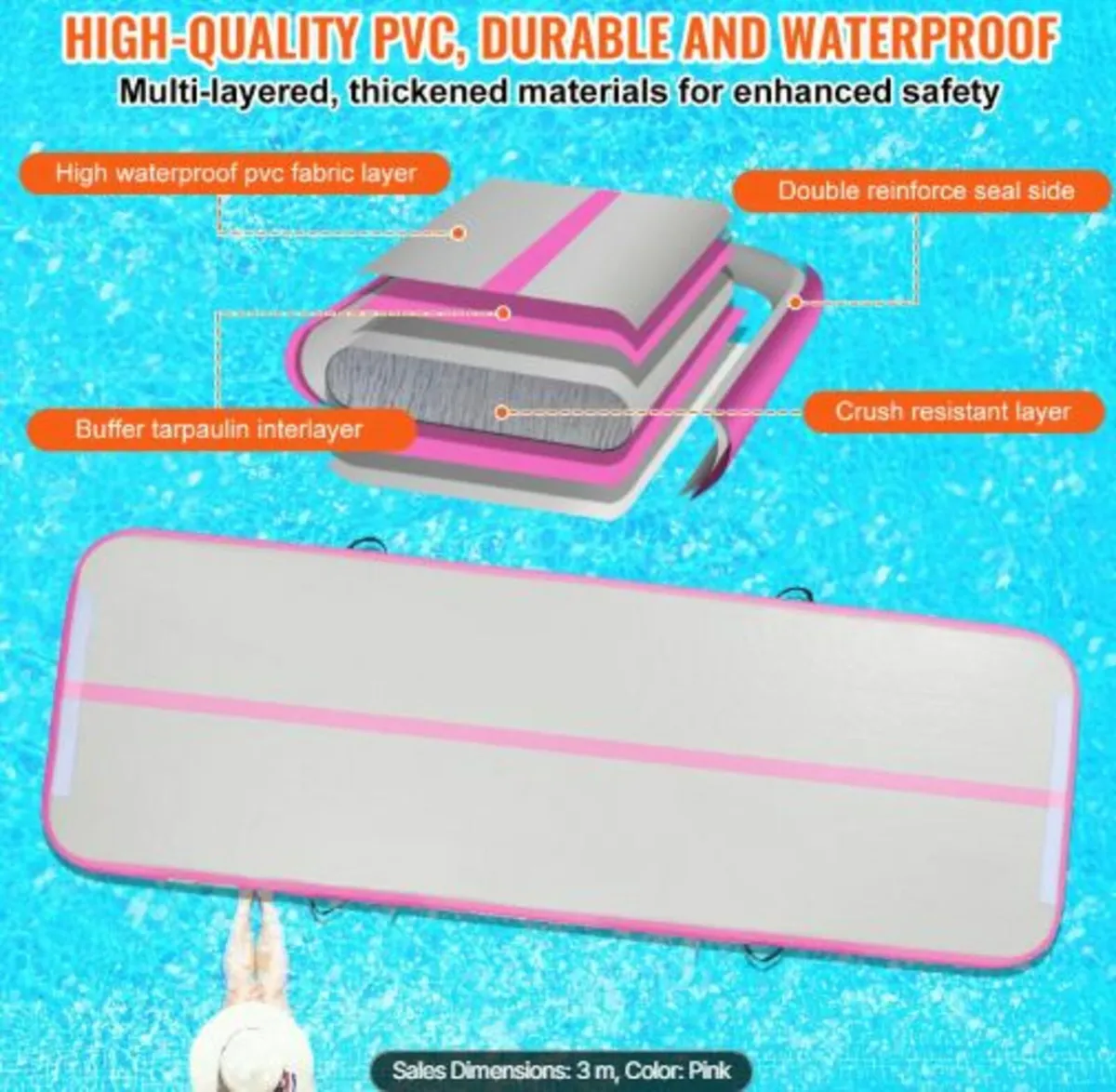 3 m Air Track Inflatable Training Tumbling Gym mat - Image 2