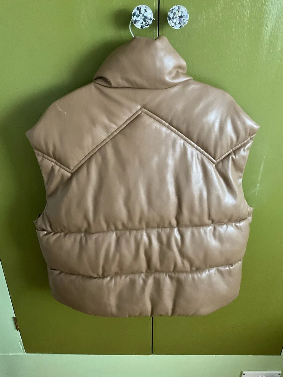Faux Leather Tan Gilet - Image 3
