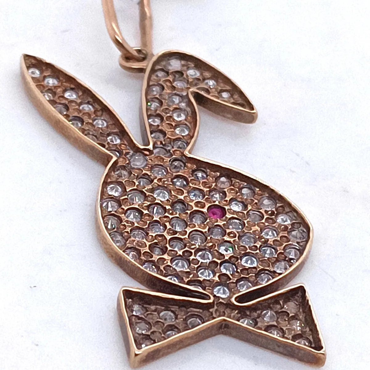 Playboy Bunny Pendant 9k Gold & Zirconia - Image 3