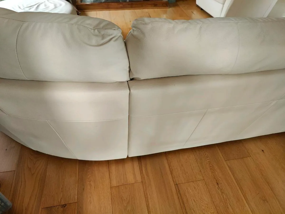 Leather Corner couch, arm chair, foot stool - Image 4