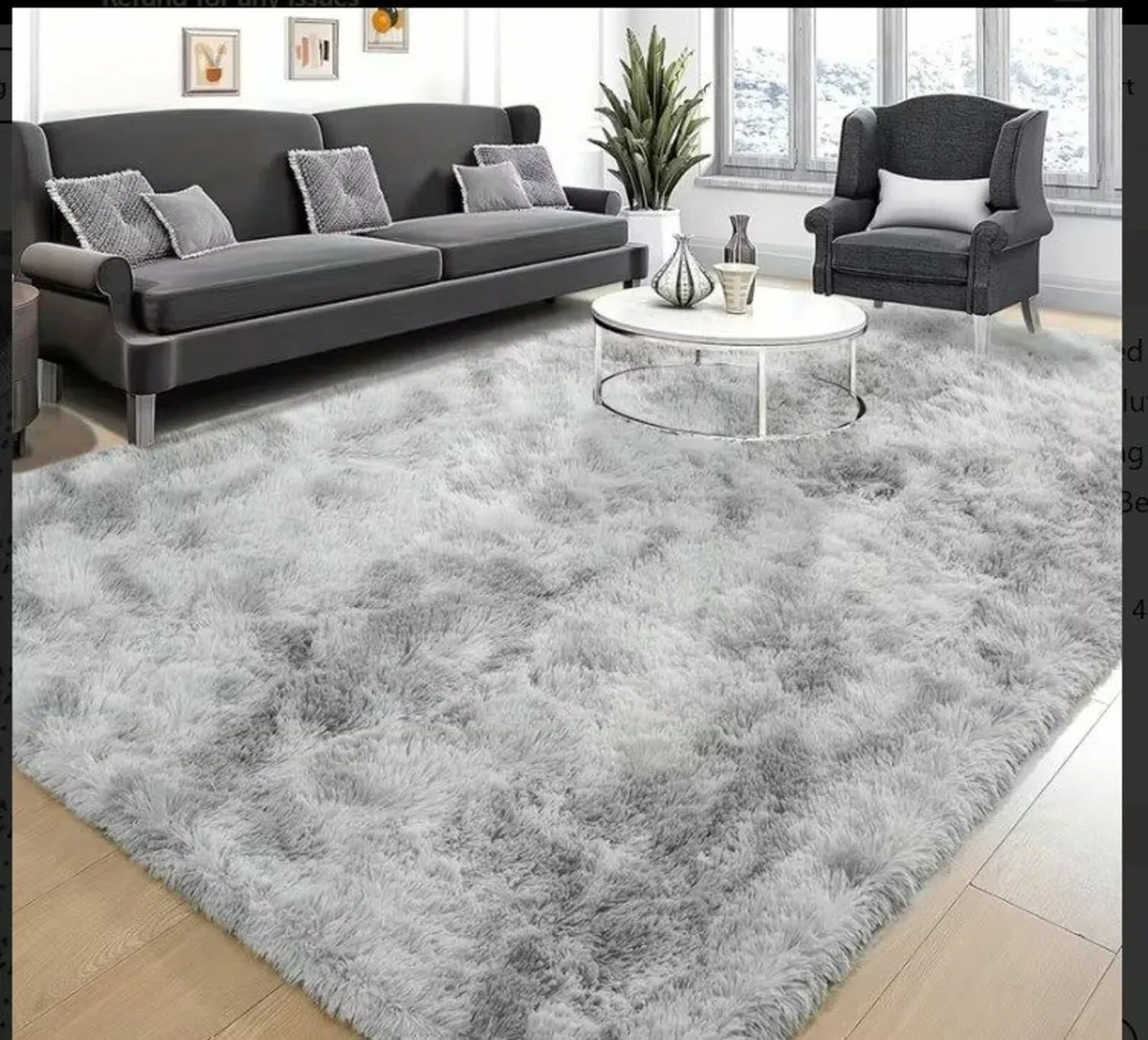 Soft Shaggy Rug  | 200 x 280 cm Light , Dark Grey, - Image 1