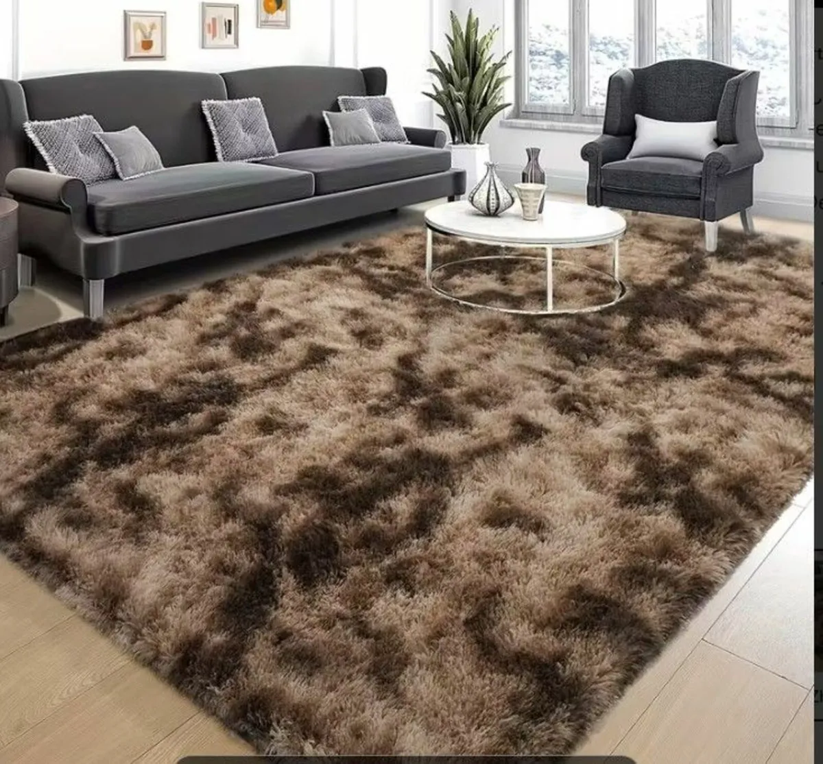 Soft Shaggy Rug  | 200 x 280 cm Light , Dark Grey, - Image 3