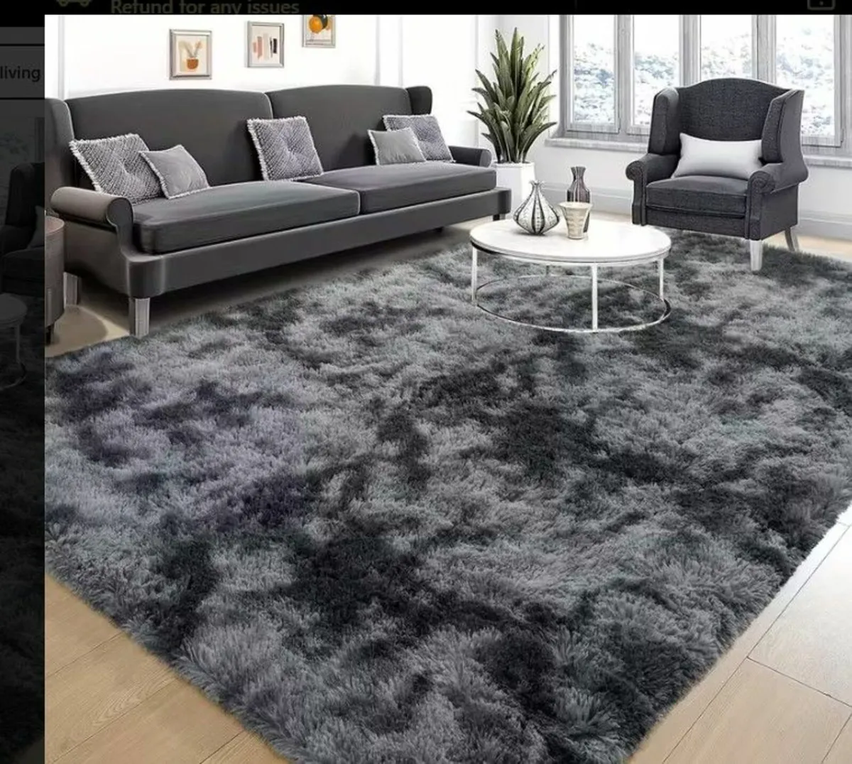 Soft Shaggy Rug  | 200 x 280 cm Light , Dark Grey, - Image 4