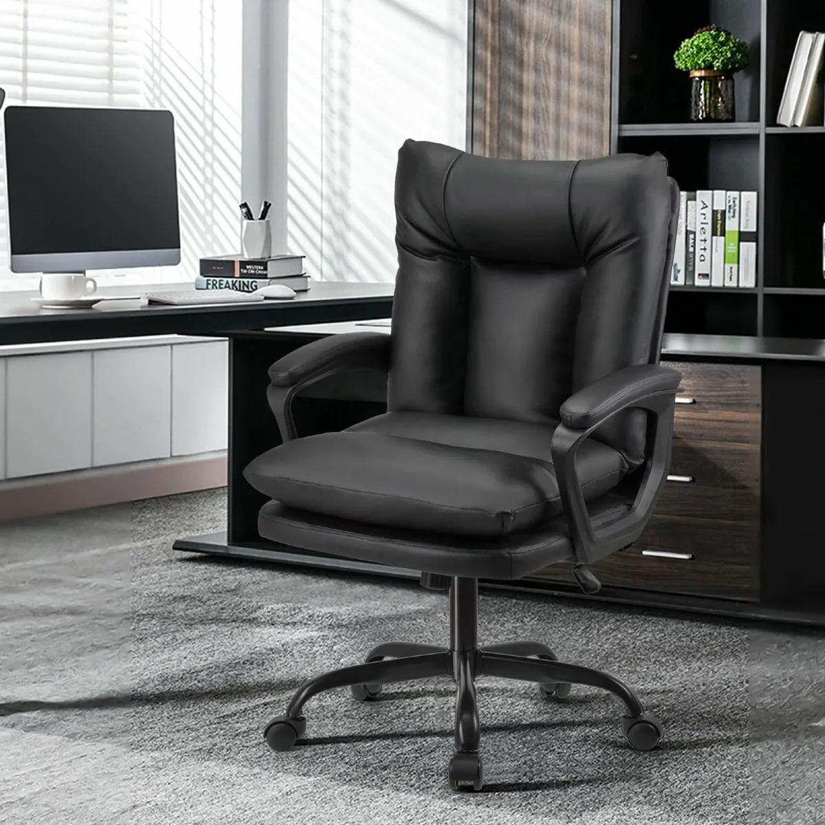 . Ergonomic office swivel chair executive seat PU - Image 2
