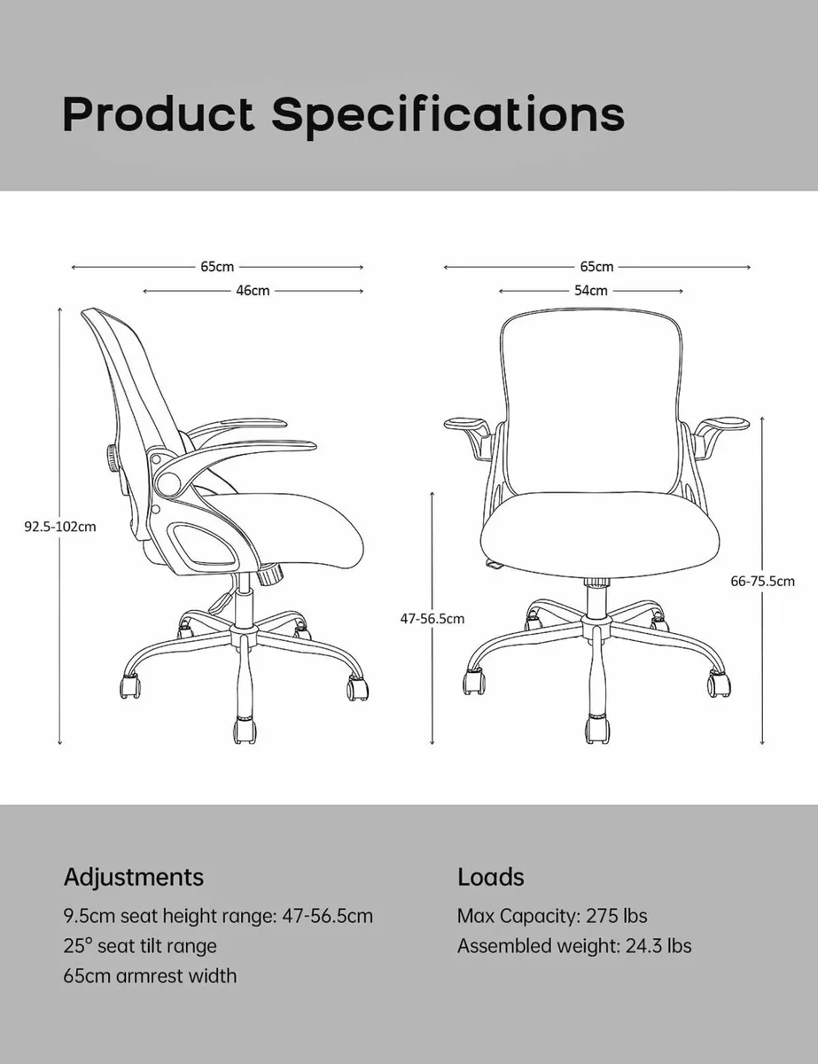 Ergonomic Office Chair Adjustable Lumbar Support H - Image 2