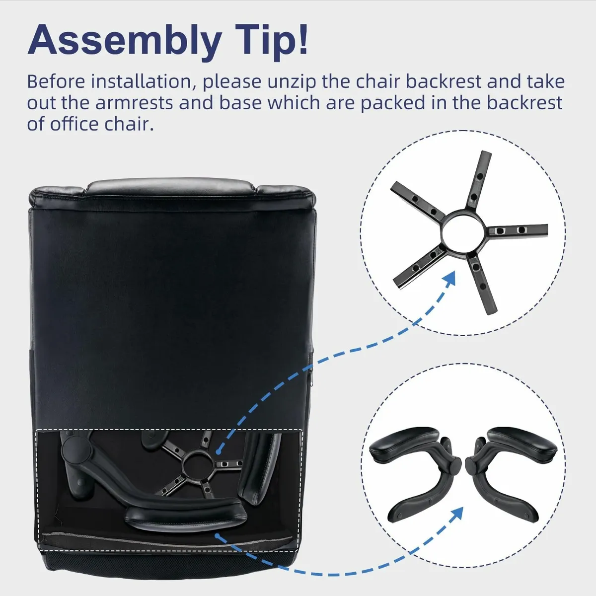 Executive Office Chair Flip-up Armrest High Back E - Image 3