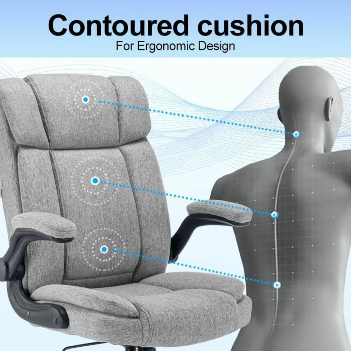 Executive Office Chair Flip-up Armrest High Back E - Image 3