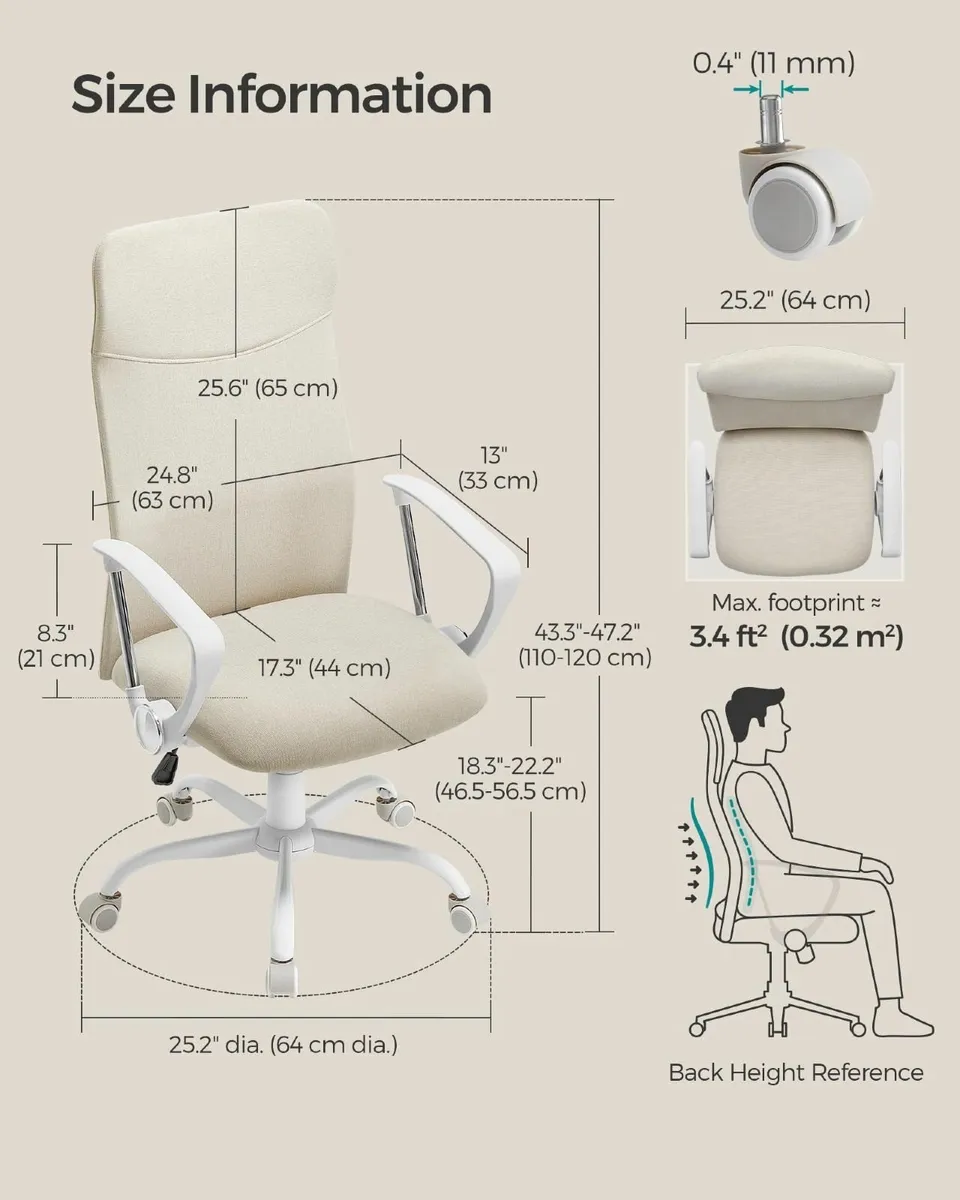 Office Chair Ergonomic Desk Swivel Upholstered Sea - Image 2