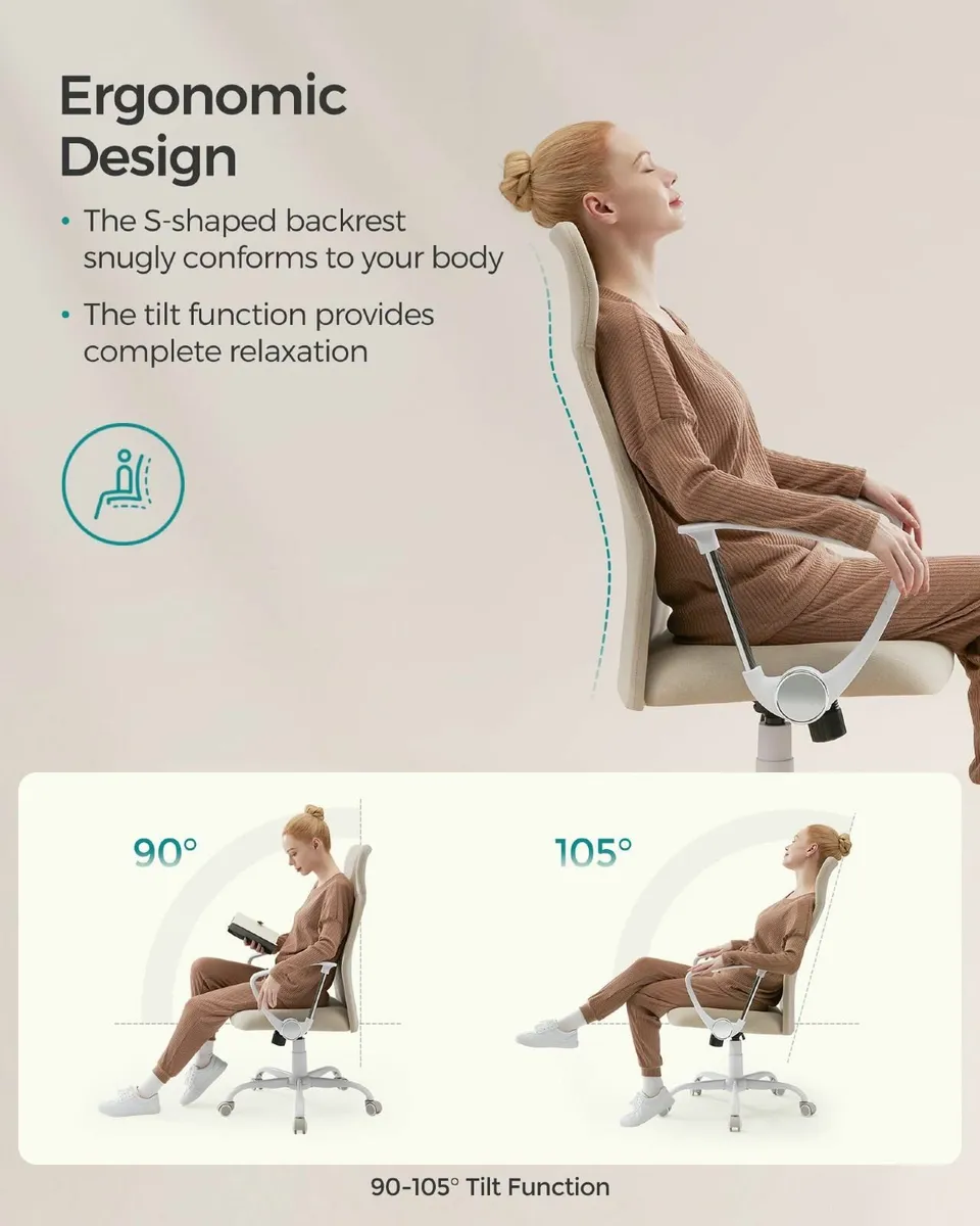 Office Chair Ergonomic Desk Swivel Upholstered Sea - Image 4