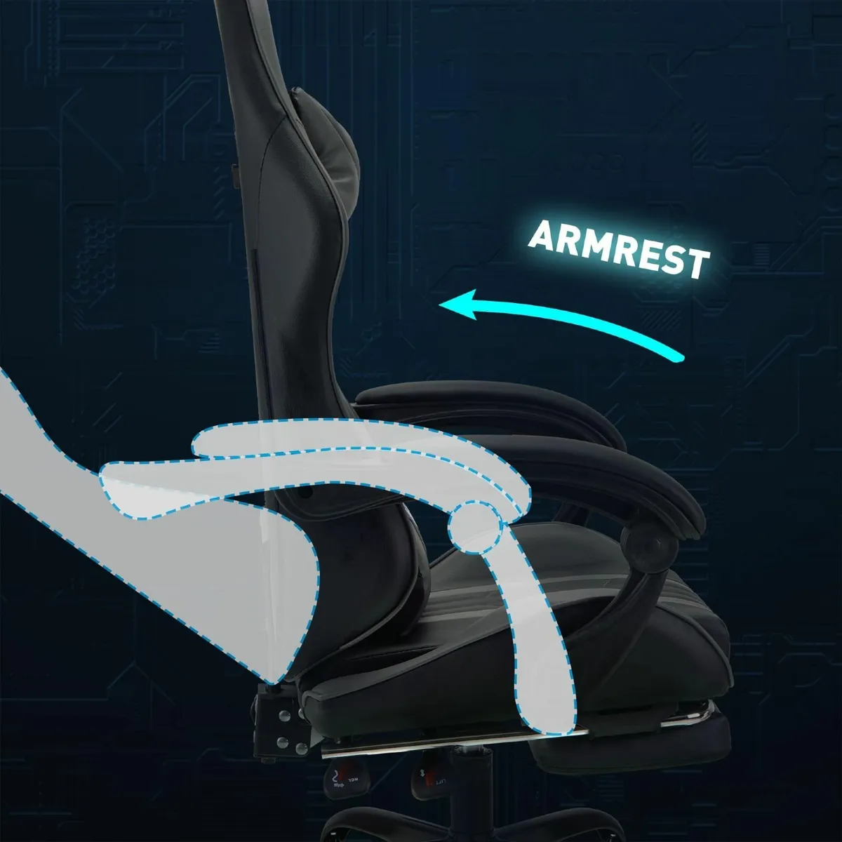 .Ergonomic reclining seat footrest adjustable head - Image 2