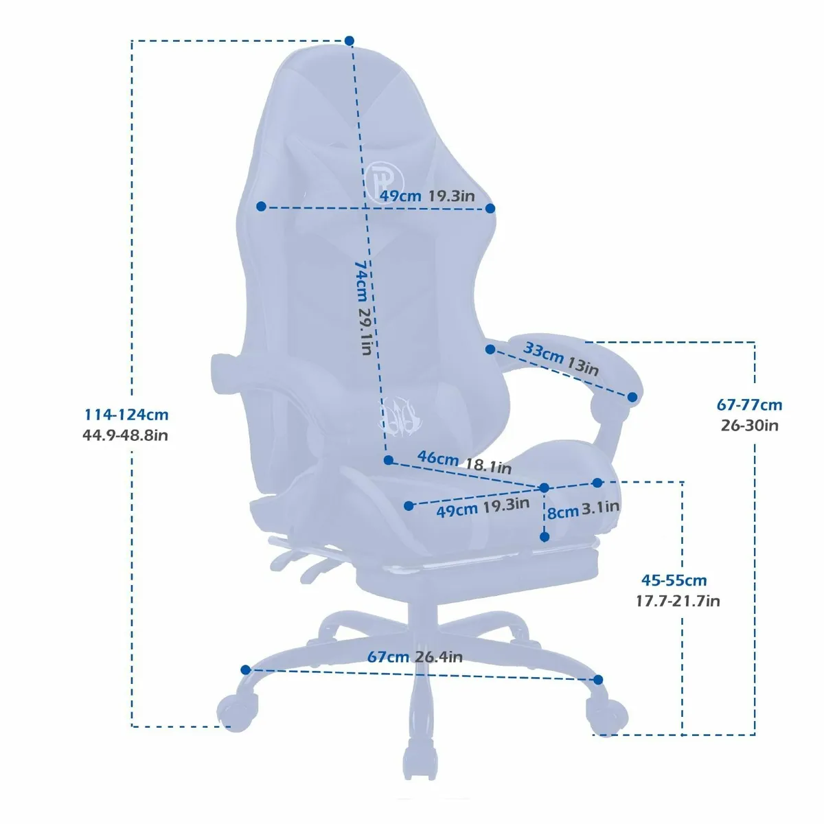 .Ergonomic reclining seat footrest adjustable head - Image 3