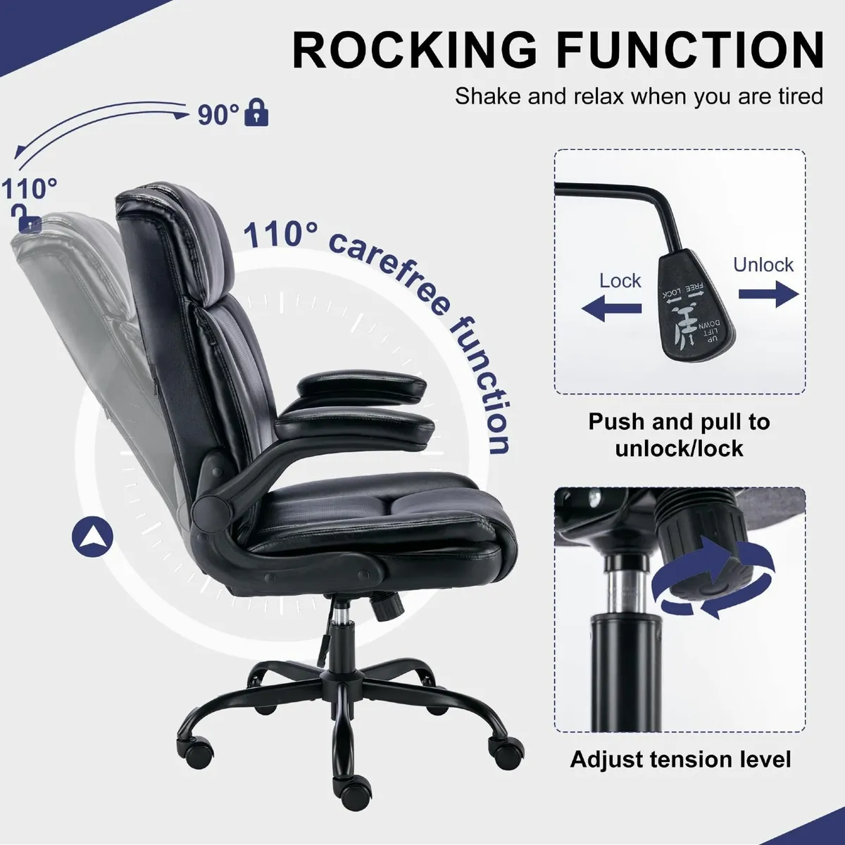 Executive Office Chair Flip-up Armrest High Back E - Image 4