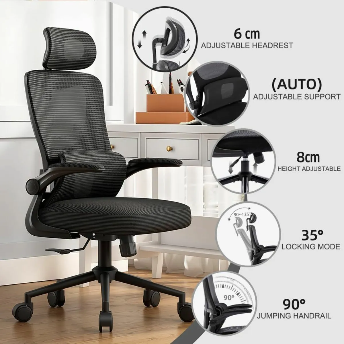 Ergonomic Office Chair Height Adjustable Computer - Image 4