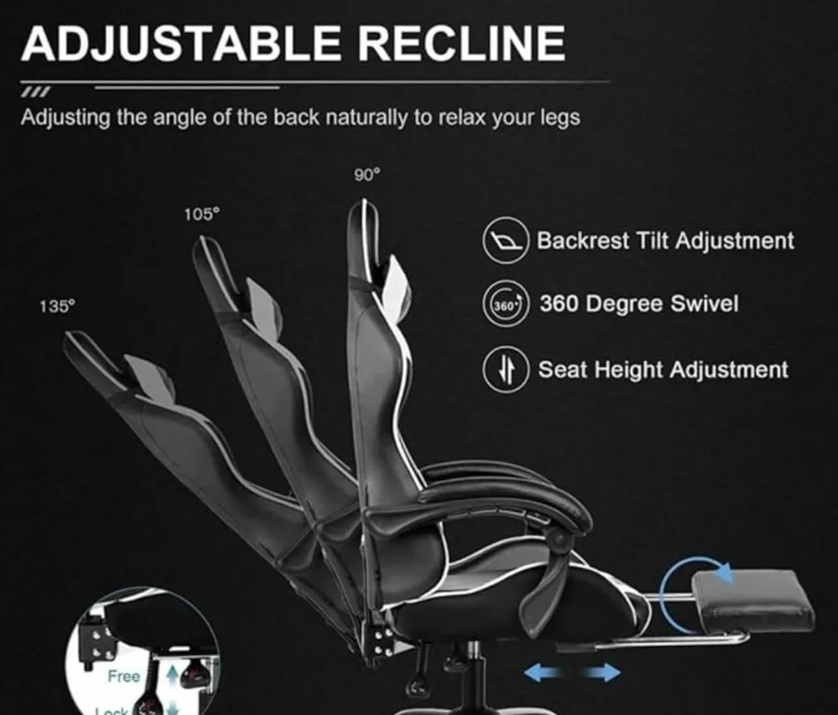 Gaming Chair Ergonomic Computer Office Desk Swivel - Image 4