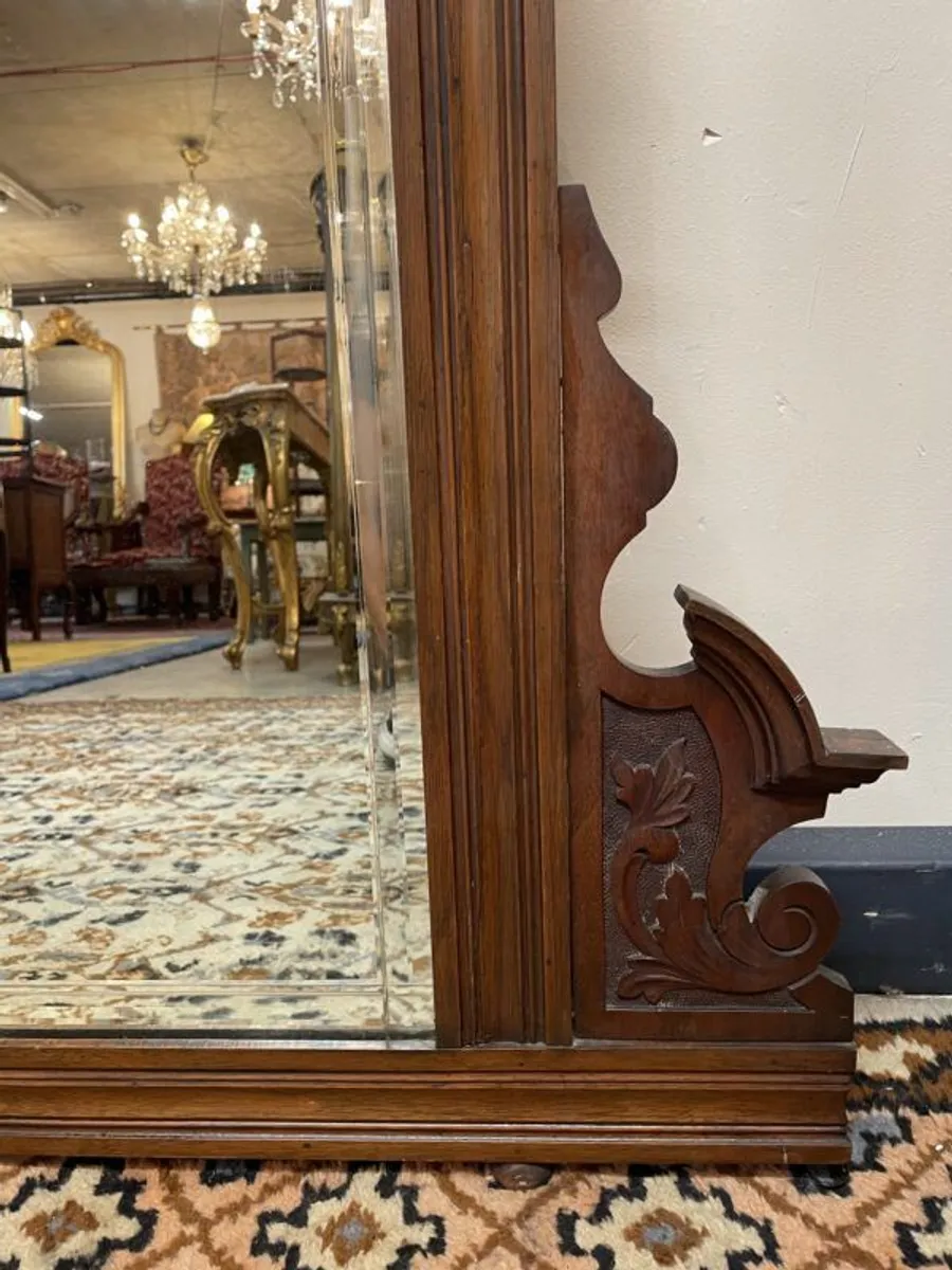 Antique Victorian Walnut Overmantle Mirror - Image 3