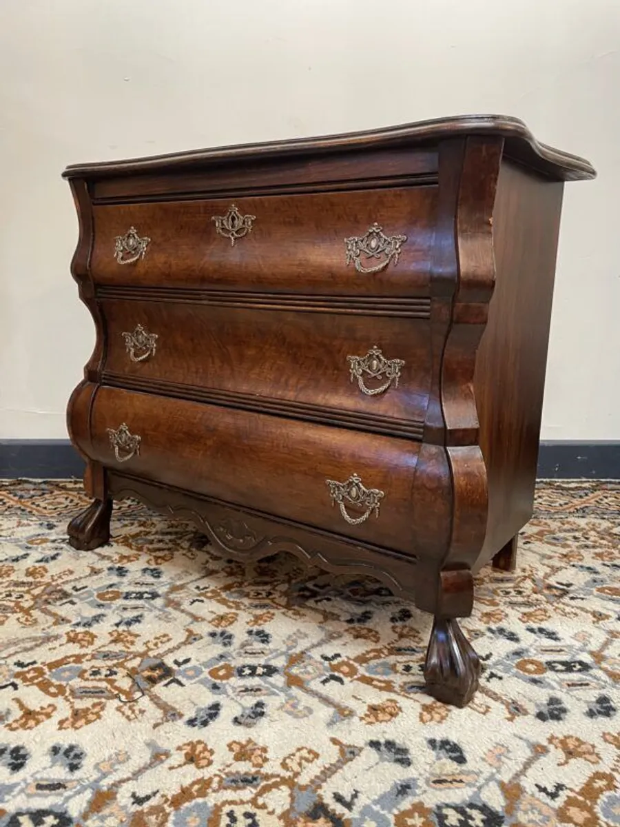 Small Mid Century Dutch Bombe Chest of Drawers - Image 4