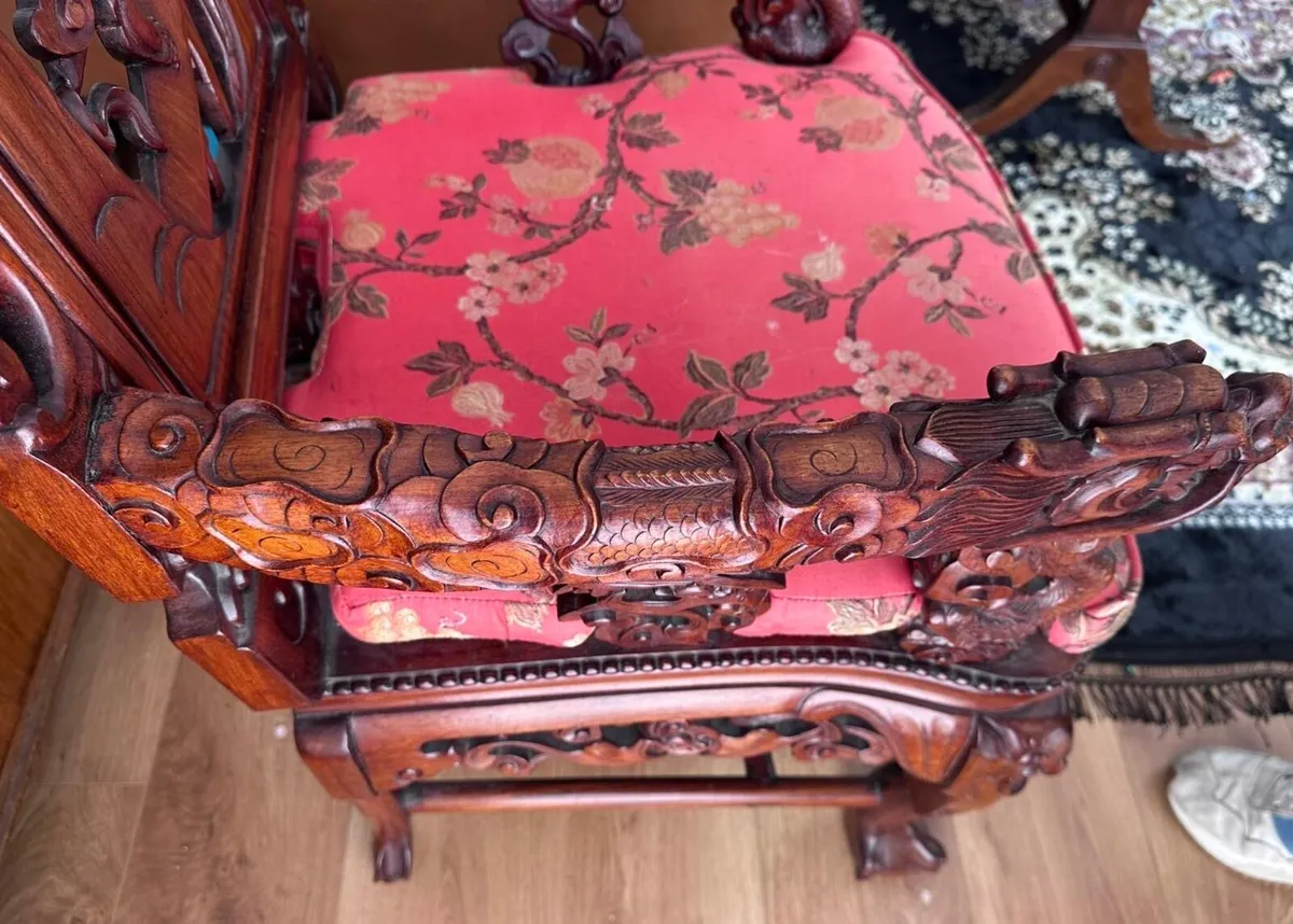 Hong Kong Circa 1960s Carved Hardwood Suitr - Image 4