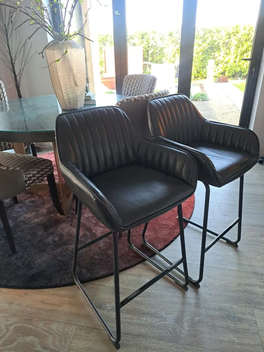 Grey Bar Designer Leather Bar chairs stools - Image 1