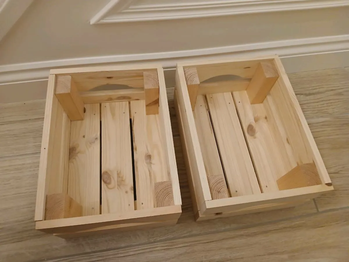 2 handmade solid wooden crates - Image 3