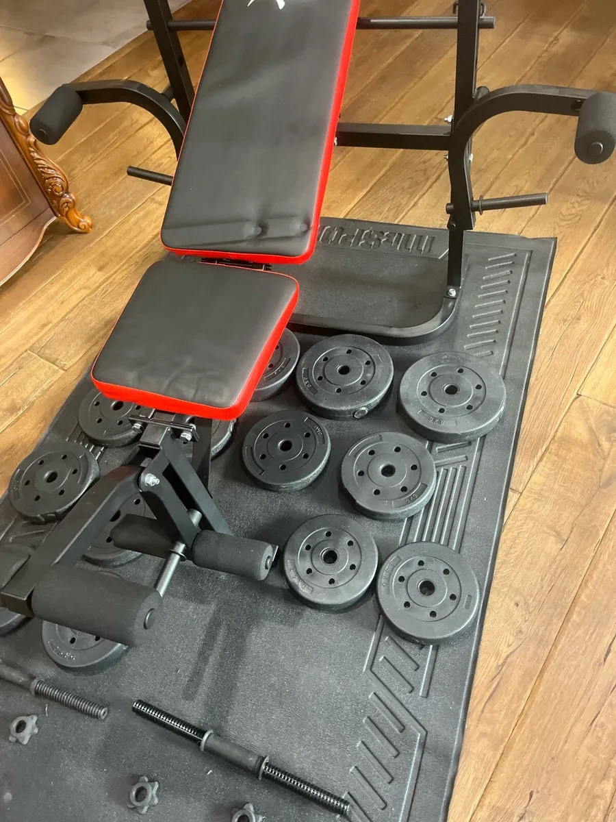 Bench barbell dumbbells and weights - Image 4