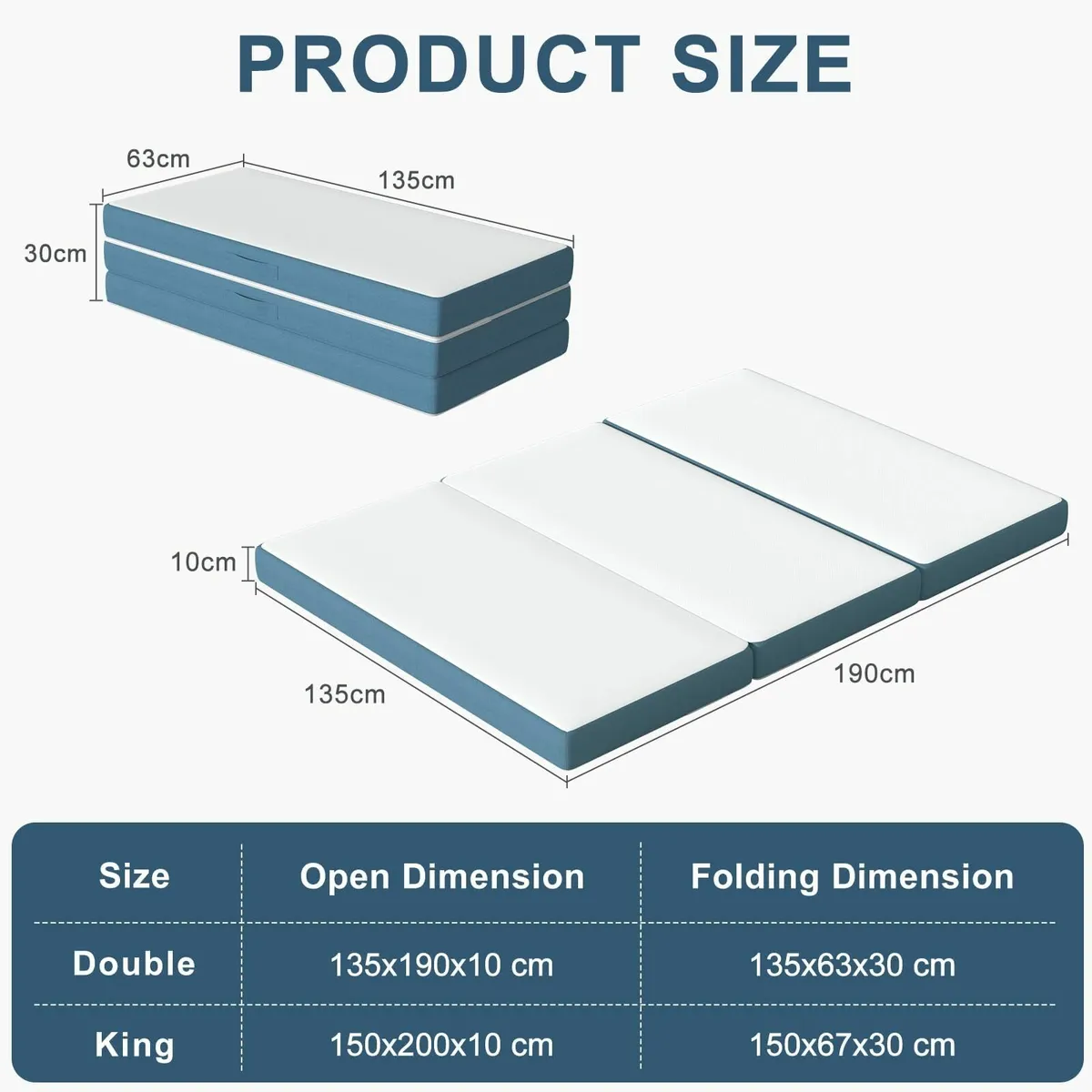 Folding Mattress Double 4 Inch Foldable Floor Tri- - Image 2