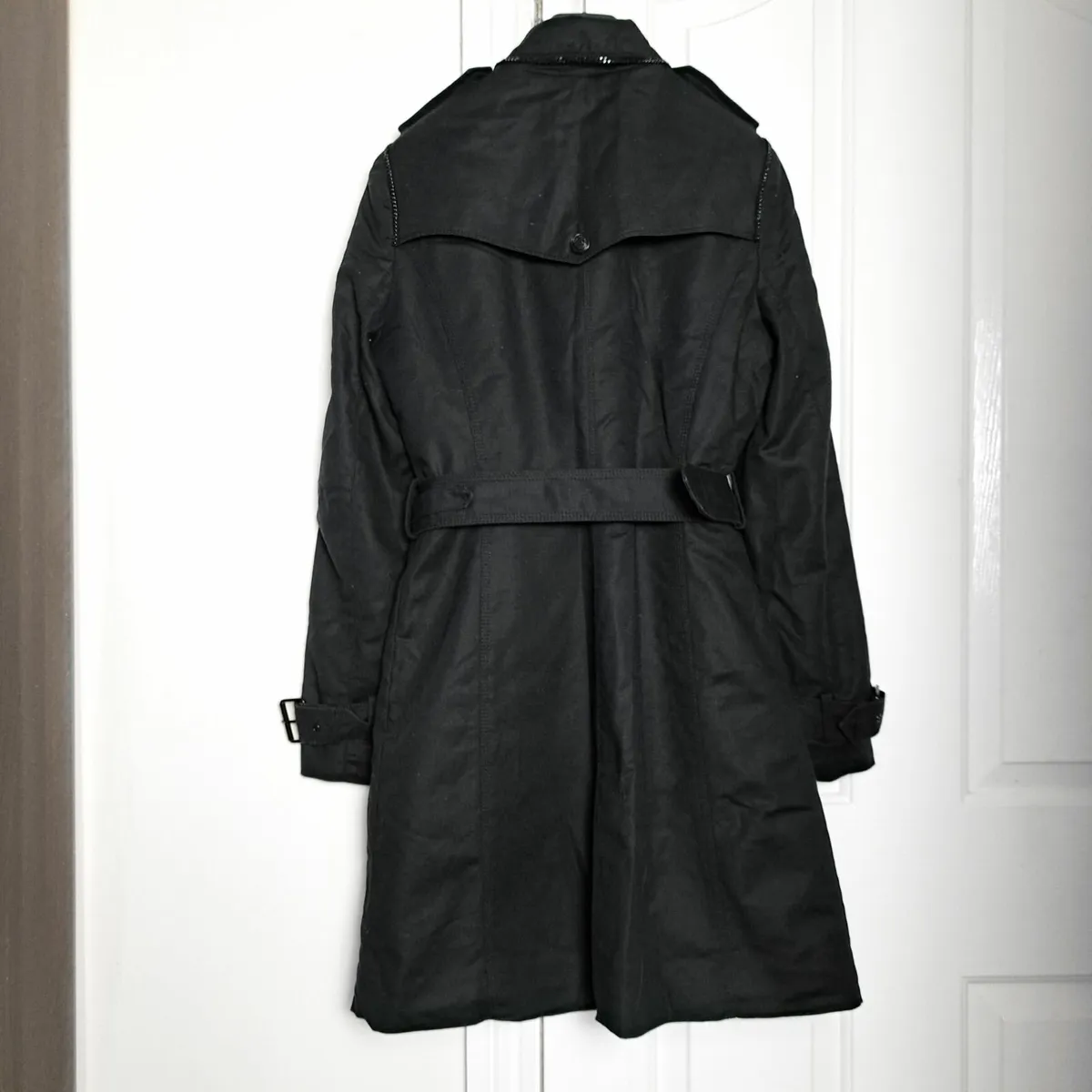 Zara Black Long Trench Coat Size M - Image 3