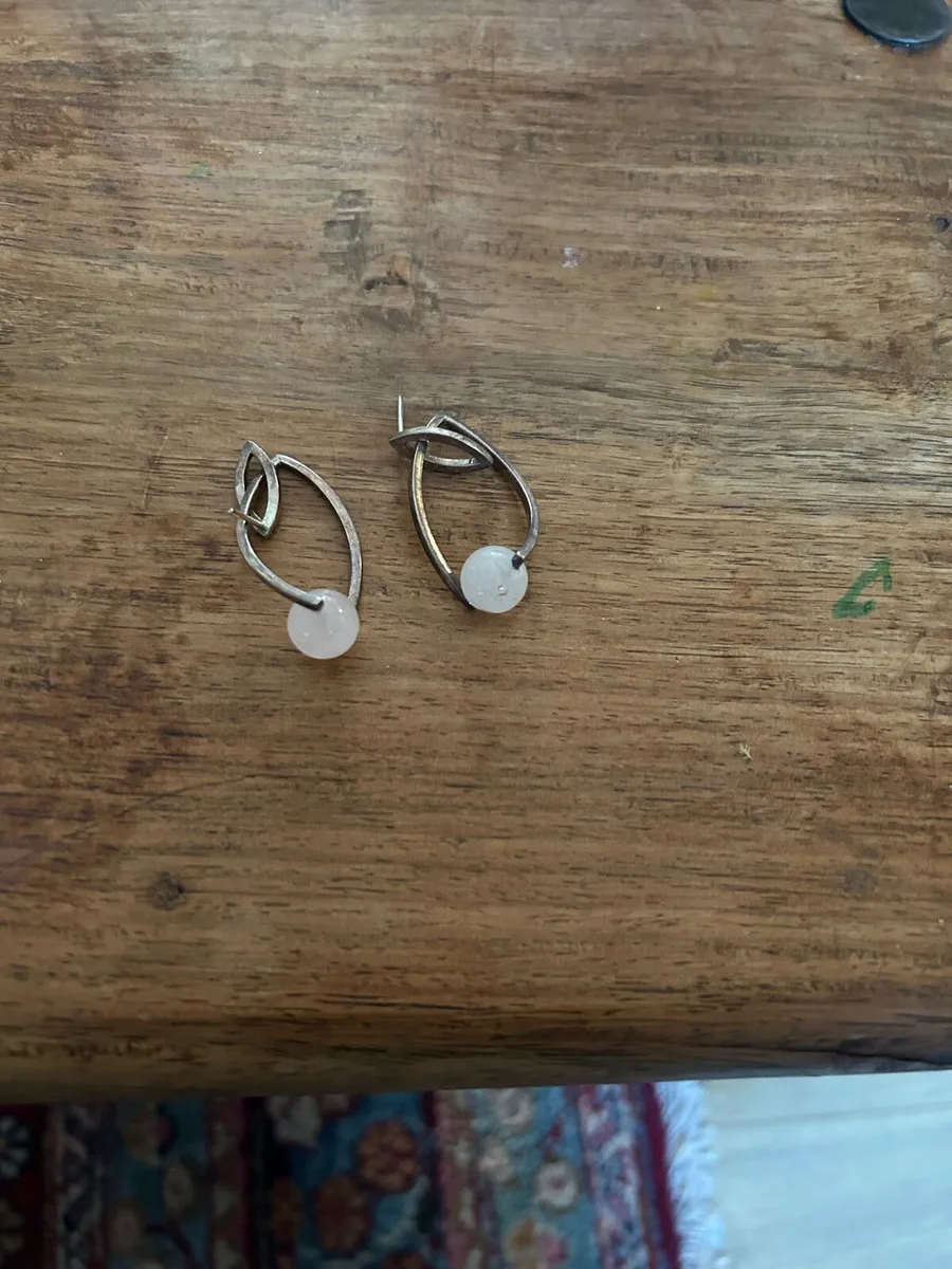 Handmade Cuban Earrings with White Stone Beads