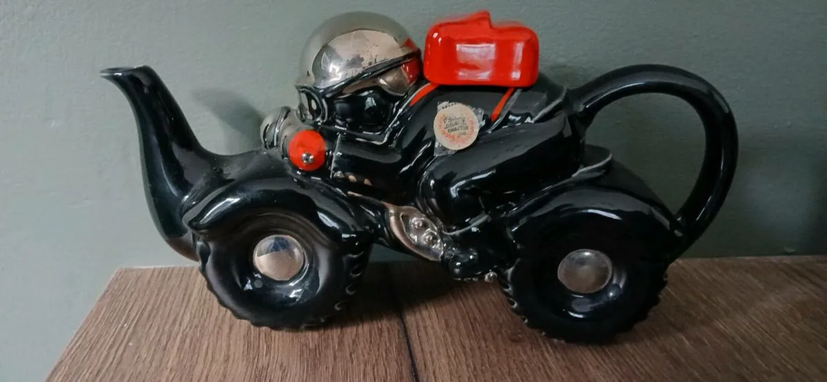 Novelty Teapot, Motorcycle and Rider. - Image 1