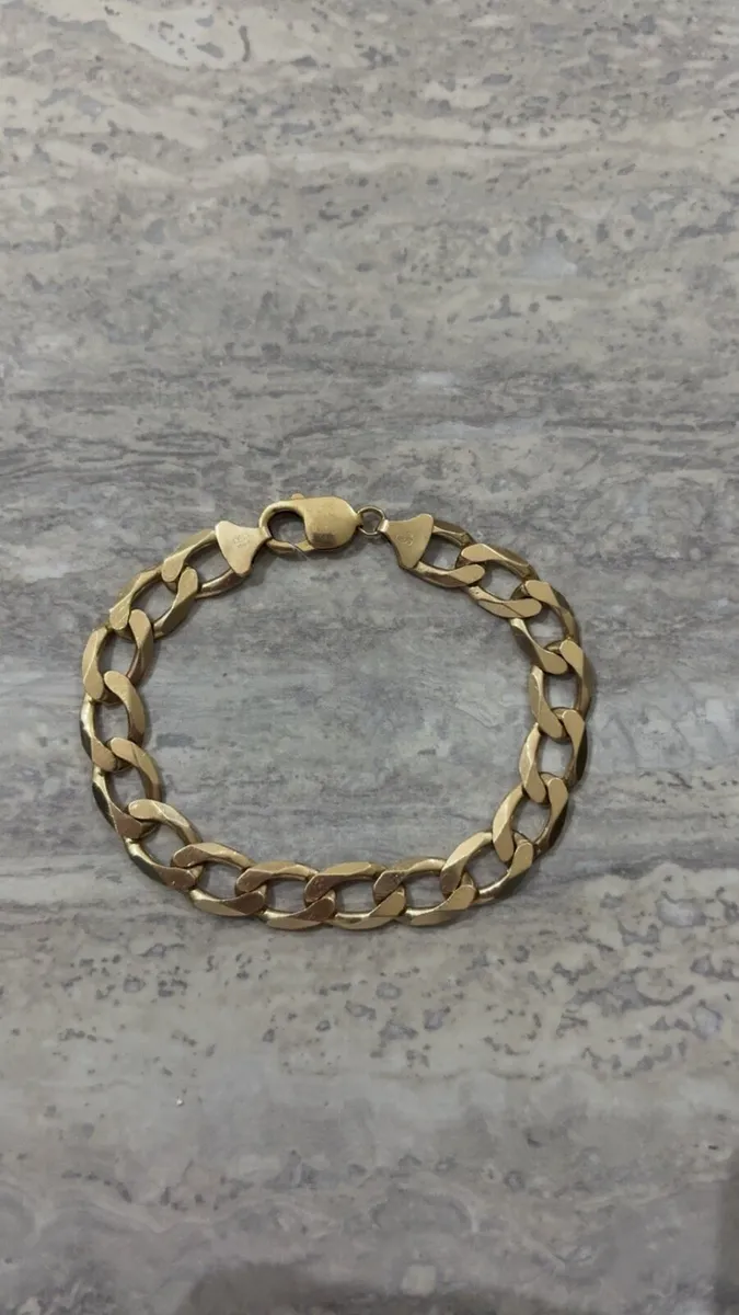 9ct solid gold curb bracelet 27.23 grams - Image 1