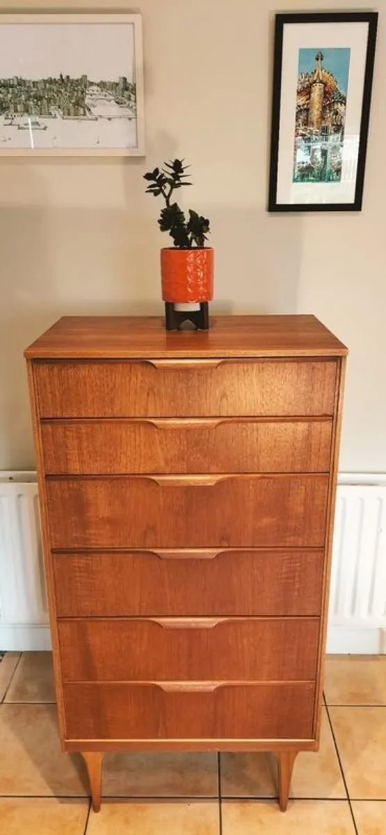 Mid Century Vintage Retro Austinsuite Tallboy Chest of Drawers - Image 1
