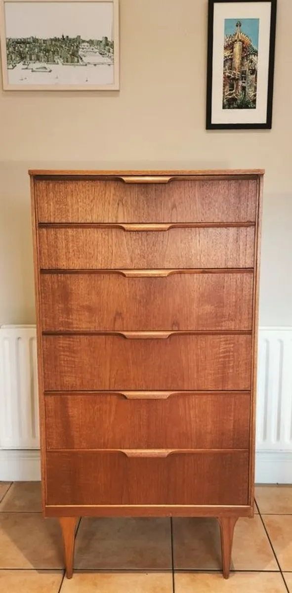 Mid Century Vintage Retro Austinsuite Tallboy Chest of Drawers - Image 4